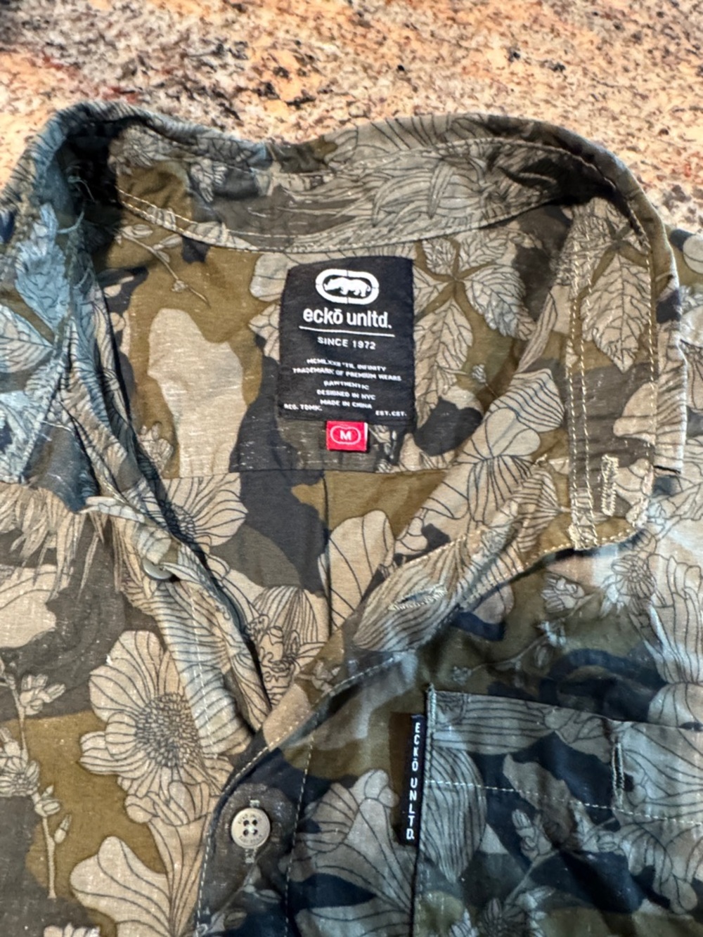 Ecko Unltd Olive Green Floral Camo Shirt Jacket